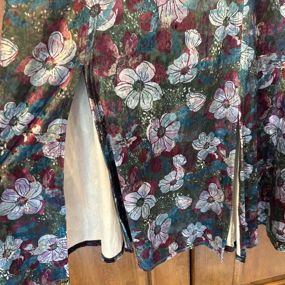 Free People Carpe Diem Convertible‎ Maxi Skirt Dress Velvet Floral Sea Glass XS